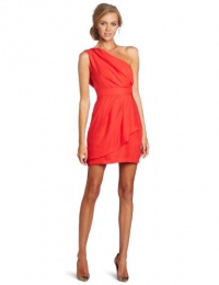 BCBGeneration Women's One Shoulder Dress, Bright Coral, 0