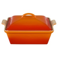 Le Creuset Heritage Stoneware 2-1/2-Quart Covered Square Casserole, Flame