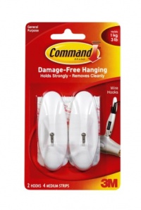 Command Medium Wire Hooks, 2-Hook