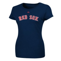 MLB Boston Red Sox Dustin Pedroia Navy Crew Neck Women's T-Shirt Navy