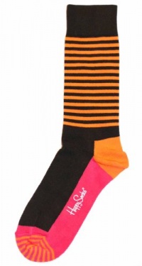 Happy Socks Men's Half Stripe 1, Brown/Pink, 10-13