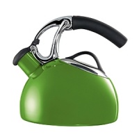 Add a burst of vibrant color to your kitchen decor with this bright tea kettle, featuring a heat-resistant non-slip handle and an easy-flip spout that opens when you pour.