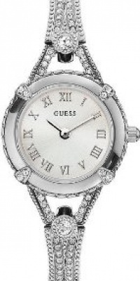 GUESS Women's Silver-Tone Petite Crystal Watch