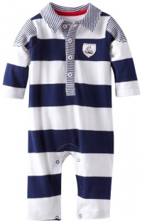 Little Me Baby-boys Newborn Sail Stripe Coverall, Navy, 6 Months