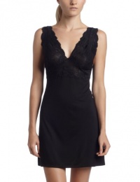 Natori Women's Zen Floral Chemise,Black With Black Lace,X-Large