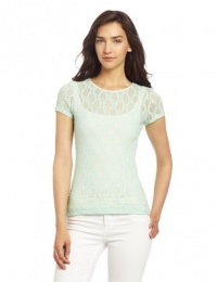 Only Hearts Women's Stretch Lace Cap Sleeve Crew Neck Tee