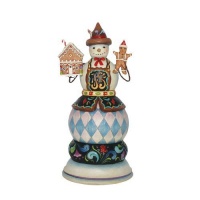 Jim Shore Heartwood Creek Snowman Holding Gingerbread Man and Gingerbread House Musical Figurine, 10-3/4 Inches