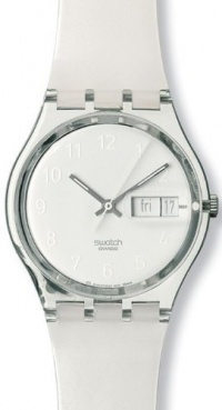 Swatch Women's GK733 Quartz White Dial Plastic Date  Watch