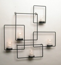 Black Iron Wall Puzzle Sconce Candle Holder W/ 5 Glass Candleholders