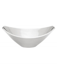 At once graceful and modern, the boat bowl reflects great taste at every meal. Its rounded canoe shape, forged in radiant aluminum, makes a chic presentation of fruit, salads and side dishes. From Dansk's collection of serveware and serving dishes.