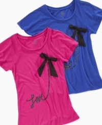 A dainty bow rounds out the adorable style of these Love tees from Jessica Simpson.