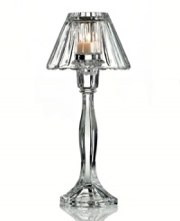 Decidedly vintage, this cut crystal hurricane lamp from Godinger's Serenade collection glistens with elegant Art Nouveau style. With candle in place of bulb.