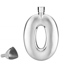 Bring your own drink in this stylish flask, featuring a contemporary oval cutout in stainless steel. A fantastic gift and go-to favorite from Gorham's That's Entertainment barware collection. With funnel for easy filling.