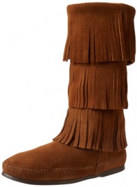 Minnetonka Women?s Calf Hi 3-Layer Fringe Boot