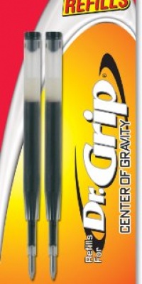 Pilot Dr. Grip Center of Gravity Ballpoint Ink Refill, 2-Pack, Medium Point, Black Ink (77271)