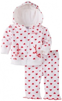 Calvin Klein Baby-girls Newborn Hooded Set, Red, 0-3 Months