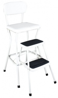 Cosco 11-18WHT Retro Chair/Step Stool, White