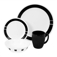 Corelle Livingware 16-Piece Dinnerware Set, Service for 4, Urban Black