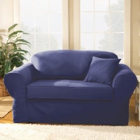 Sure Fit 107927275A_L-SAPHR Twill Supreme Loveseat Slipcover, Sapphire