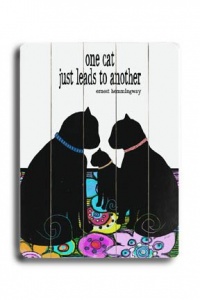 One Cat Leads 30x40 Artistic Planked Wood Sign by Lisa Weedn