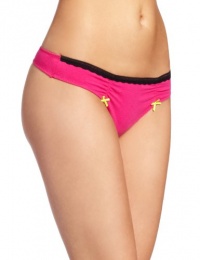 Betsey Johnson Women's Stretch Low Rise Thong, Candy Apple, Medium