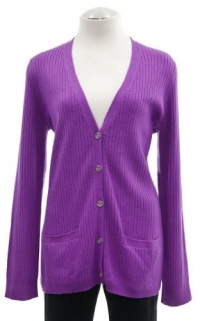 Ralph Lauren Purple Passion Silk/Cashmere Long Sleeve Cardigan Sweater Medium