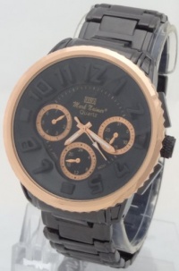 Mark Naimer Quartz XL Men Watches Chronograph-Style Look Black N Rose Gold Case Black Metal Band