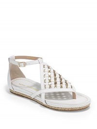 THE LOOKDiamond shape of interlaced leather straps and metal ringsAdjustable ankle strap with buckleEspadrille details at solePadded insoleTHE MATERIALLeather upperLeather liningRubber soleORIGINImported