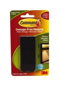 Command Large Picture-Hanging Strips, Black, 4-Strip