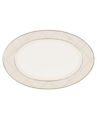 Dressed in a fine diamond grid of bronze and warm taupe, this butter/relish tray is tailored for formal dining and everyday elegance in bone china. From Noritake's collection of serveware and serving dishes.