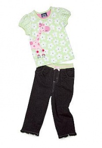 Mini Bean Baby-Girls Newborn Giraffe Knit Top And Pant Set, Light Green, 3-6 Months