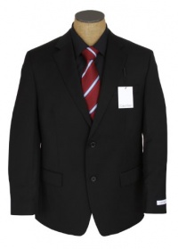 Calvin Klein Mens 2 Button Solid Black Wool Suit