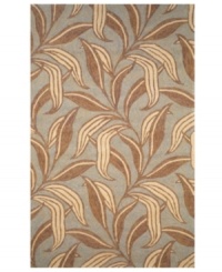 The Promenade Leaf area rug infuses contemporary leaf graphics with rich color, creating subtle, exotic appeal for the modern home. Neutral and cool tones make this pattern accessible to any room décor and its hand-tufted detailing makes it durable enough to withstand heavy traffic, indoors or out.