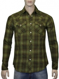 True Religion Brand Jeans Plaid Flannel Western Shirt-Green