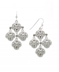 Chandelier earrings are often reserved for evening, but Charter Club's version can even dress up a daytime look. Crafted in silver tone mixed metal with glass detailing. Approximate drop: 2-1/4 inches.