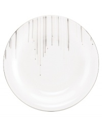 Bone china with platinum edges drips glittering icicles on slick, snowy white from Lenox Lifestyle dinnerware. The dishes, like this Platinum Ice accent plate, are a recipe for cool in modern decor, delivering unique, unforgettable style to quiet meals and casual get-togethers. (Clearance)