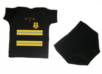 So Relative! - Fireman Dress-Up/Costume/Uniform - Short Sleeve T-Shirt & Diaper Cover Set- Assorted Colors (18 Months, Black)