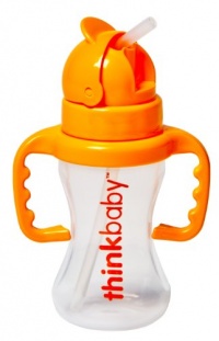 Thinkbaby Thinkster Straw Bottle, 9 Ounce, Natural/Orange