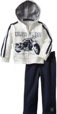 Calvin Klein Boys 2-7 Fleece Hooded Jacket Pant Set, Navy, 3T