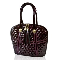 Valentino Orlandi Italian Designer Burgundy Quilted Leather Satchel Bag