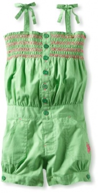 U.S. Polo Assn. Girls 2-6X Romper with Banded Hem