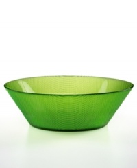 A green-apple hue and funky textured finish make the Grid Celadon vegetable bowl from The Cellar's collection of serveware and serving dishes an eye-catching accent on casual tables. Use for greens, whole fruit or pasta salad.