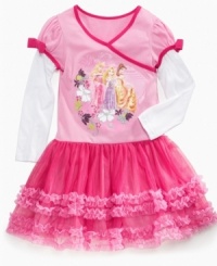 Disney princesses sparkle on the front of this tutu dress, with floaty ruffles to give her a sweet style. (Clearance)