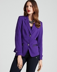 Embrace an unconventional approach to your 9-to-5 style with this Bloomingdale's Exclusive BASLER ponte jacket. A vibrant palette lends modern polish to an artful cut, while zip pockets inject the piece with some edge.