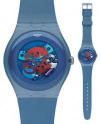 Swatch Blue Grey Lacquered Unisex Watch SUON102