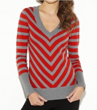 G by GUESS Women's Bobby Striped V-Neck Sweater