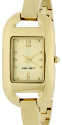 Nine West Women's NW1140CHGB Gold-Tone Rectangular Champagne Dial Bangle Bracelet Watch