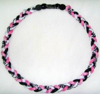 Titanium Tornado Baseball Necklace Pink Black White 18