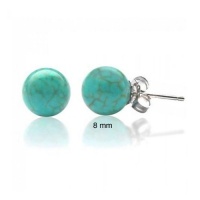 Bling Jewelry 925 Sterling Silver Turquoise Gemstone Ball Stud Earrings 8mm