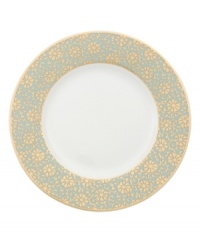 Perfect for casual dining or formal entertaining, this collection features a blend of gilded opulence and sophisticated style. Cheerful flower blossoms float gracefully across white bone china and gold and aqua filigree patterns as this lively set enhances your tabletop.